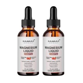 Magnesium Glycinate Liquid Drops - ROLI&ROLA With Cellulose Fiber, Vitamins B6, C, D, Zinc At Night, Digestive Health, Strawberry Flavour 30mlX2